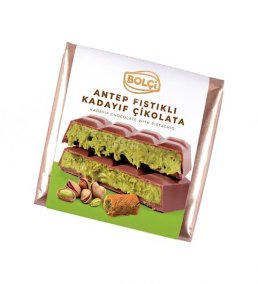 Antep Fıstıklı Kadayıf Dolgulu Sütlü Çikolata 100g